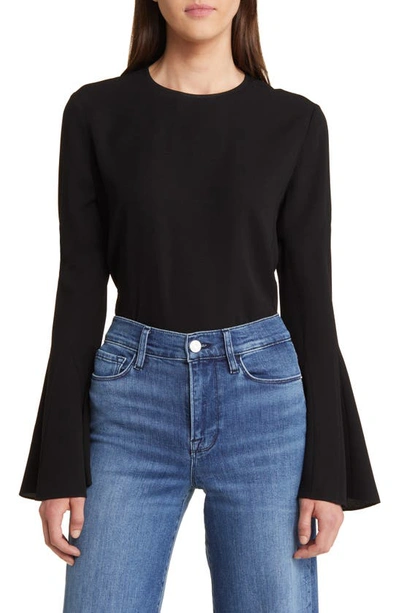 Frame Flared-sleeve Blouse In Black