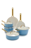 Greenpan Reserve 10-piece Ceramic Nonstick Cookware Set In Sky Blue