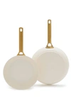 Greenpan Reserve Set Of 2 Ceramic Nonstick Frying Pans In Cream