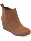 TOMS KELSEY WOMENS LEATHER ANKLE WEDGE BOOTS