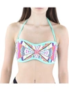 Jessica Simpson Womens Geometric Bandeau Bikini Swim Top In White