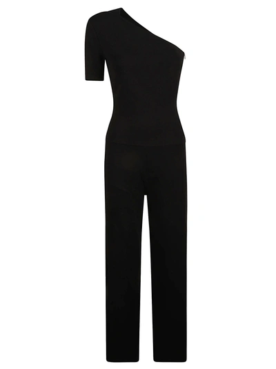 Stella Mccartney Compact Knit One-shoulder Jumpsuit In Black