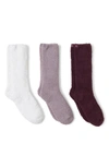 Barefoot Dreams Cozychic Women's 3 Pair Sock Set In Fig Multi