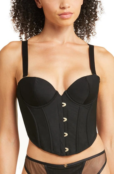 Bluebella Jean Satin Boned Corset In Black