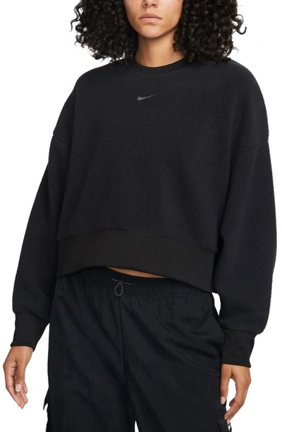 Nike Nsw Fleece Crewneck Sweatshirt In Black/dark Smoke Grey