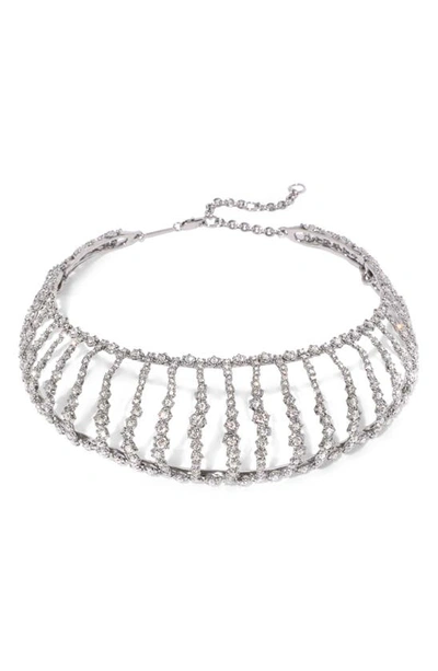 Alexis Bittar Punk Royale Crystal Collar Necklace In Silver