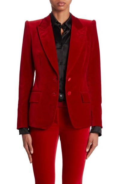 Tom Ford Slim Fit Cotton Velveteen Blazer In Red