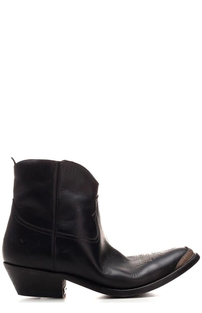 Golden Goose Black Leather Young Boots In Nero