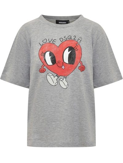Dsquared2 T-shirt With Print In Grey Melange