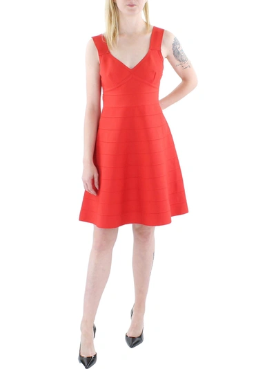 Bebe Womens Summer Bandage Fit & Flare Dress In Red