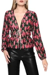 Wayf Women's Payton Floral Plisse Blouse In Red Roses