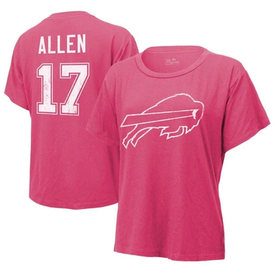Majestic Women's  Threads Josh Allen Pink Distressed Buffalo Bills Name And Number T-shirt
