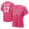 Majestic Women's  Threads Josh Allen Pink Distressed Buffalo Bills Name And Number T-shirt In Pink