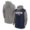 NIKE NIKE NAVY NEW ENGLAND PATRIOTS FASHION COLOR BLOCK PULLOVER HOODIE