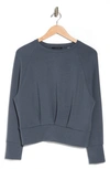 T Tahari Scuba Blouson Sweatshirt In Deep Slate Blue
