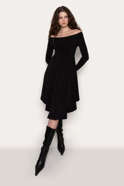Danielle Guizio Ny Sylvan Long Sleeve Jersey Dress In Black