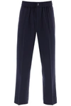 AMI ALEXANDRE MATTIUSSI AMI ALEXANDRE MATTIUSSI ELASTICATED WAIST PANTS IN VISCOSE AND WOOL