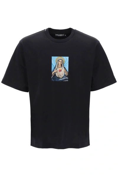 DOLCE & GABBANA DOLCE & GABBANA PRINTED T SHIRT WITH RHINESTONES