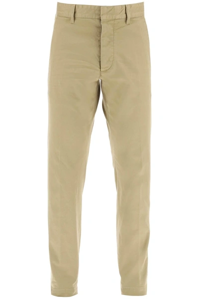 Dsquared2 Cool Guy Trousers In Stretch Cotton In Beige