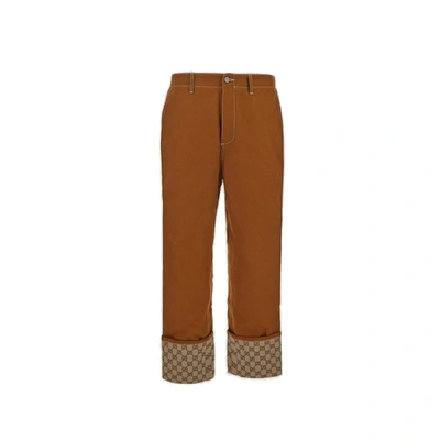 Gucci Gg Cotton Pants In Brown