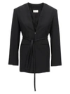 The Row Clio Belted Collarless Wool Serge Jacket