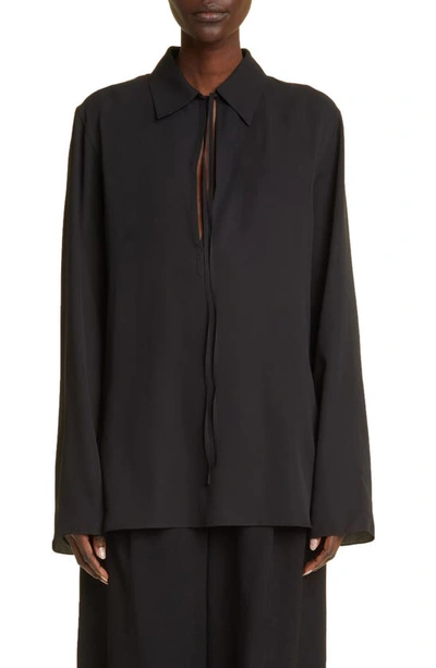The Row Malon Silk Shirt In Black