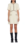 Sandro Nava Tweed Short-sleeve Minidress In Cream