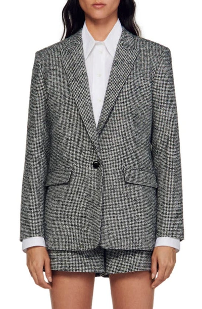 Sandro York Peak Lapel Suit Jacket In Blanc_noir