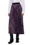 Sandro Womens Bruns Loana Abstract-print Satin Midi Skirt In Brown