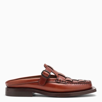 Hereu Interwoven T-bar Leather Mules In Brown