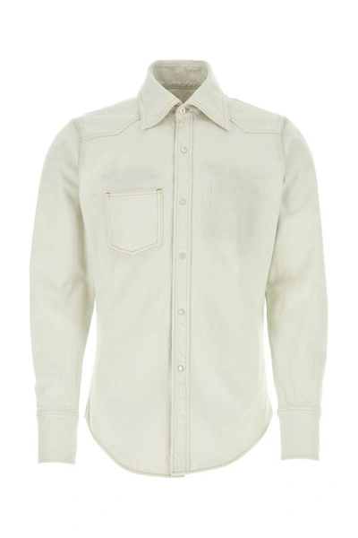 Maison Margiela Man Ice Denim Shirt In White