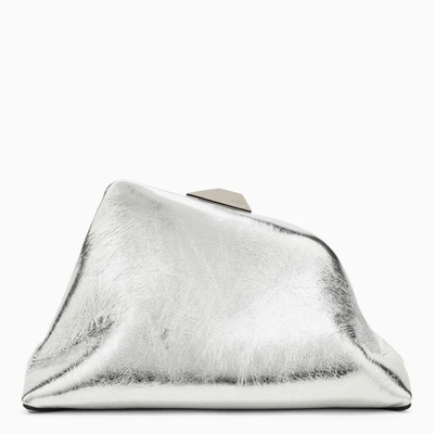 Attico The  Day Off Silver Leather Clutch Bag Women