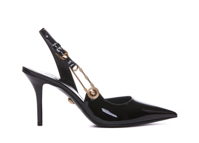 Versace Safety Pin 85 Leather Pumps - Women's - Calf Leather In Black