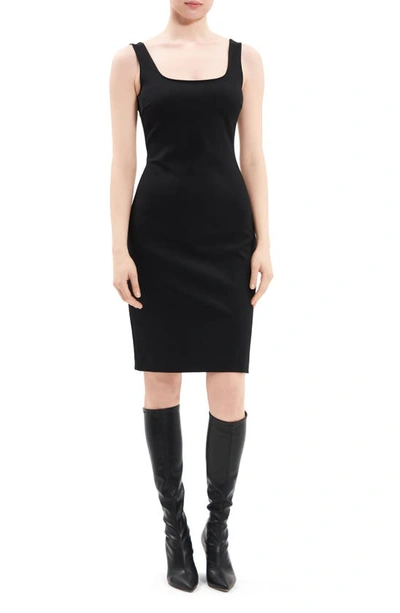 Theory Square Neck Mini Dress In Blk