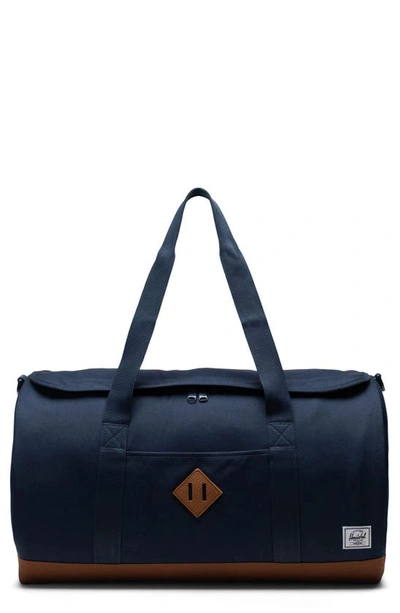 Herschel Supply Co Heritage Duffle Bag In Navy/ Saddle Brown