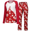Concepts Sport Crimson Alabama Crimson Tide Tinsel Ugly Sweater Long Sleeve T-shirt & Pants Sleep Se In Crimson