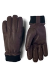 Hestra Tore Deerskin Leather Gloves In Chocolate