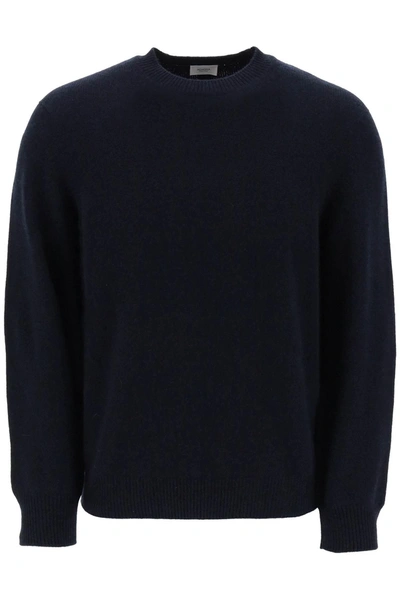 Agnona Crew-neck Sweater In Cashmere In Blue