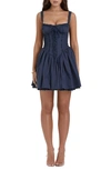 House Of Cb Pintuck Lace Trim Babydoll Dress In French Navy