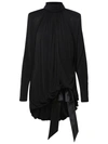 Saint Laurent Chiffon Dress With Padded Shoulders In Black