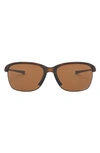 Oakley 65mm Oversize Polarized Rectangular Sunglasses In Matte Tortoise/ Brown