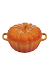 Le Creuset Pumpkin Stoneware Figural Petite Cocotte In Persimmon