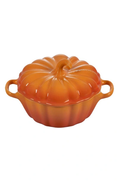 Le Creuset Pumpkin Stoneware Figural Petite Cocotte In Persimmon