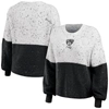 WEAR BY ERIN ANDREWS WEAR BY ERIN ANDREWS  WHITE/BLACK BROOKLYN NETS COLOR-BLOCK PULLOVER SWEATER
