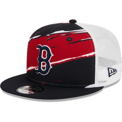 New Era Men's  Navy Boston Red Sox Tear Trucker 9fifty Snapback Hat