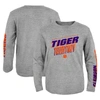 OUTERSTUFF YOUTH HEATHER GRAY CLEMSON TIGERS 2-HIT FOR MY TEAM LONG SLEEVE T-SHIRT