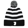 FAN INK BLACK JUVENTUS CASUAL CUFFED KNIT HAT WITH POM