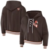 Wear By Erin Andrews Brown Cleveland Browns Lace-up Pullover Hoodie In Brown
