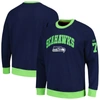 TOMMY HILFIGER TOMMY HILFIGER COLLEGE NAVY SEATTLE SEAHAWKS REESE RAGLAN TRI-BLEND PULLOVER SWEATSHIRT