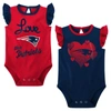 OUTERSTUFF GIRLS NEWBORN & INFANT NAVY/RED NEW ENGLAND PATRIOTS SPREAD THE LOVE 2-PACK BODYSUIT SET